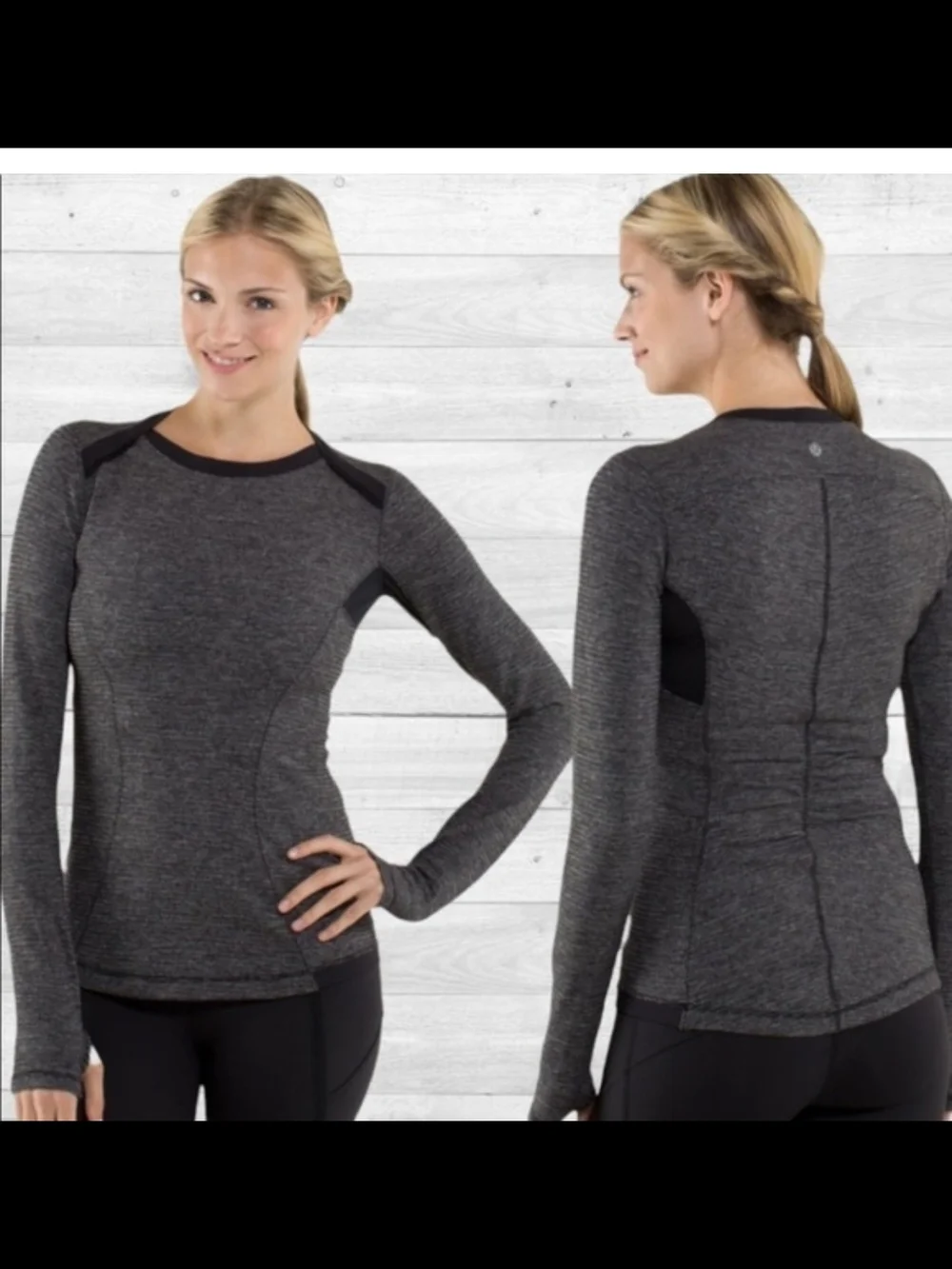 Lululemon Base Runner Long Sleeve Black/ Gray 8